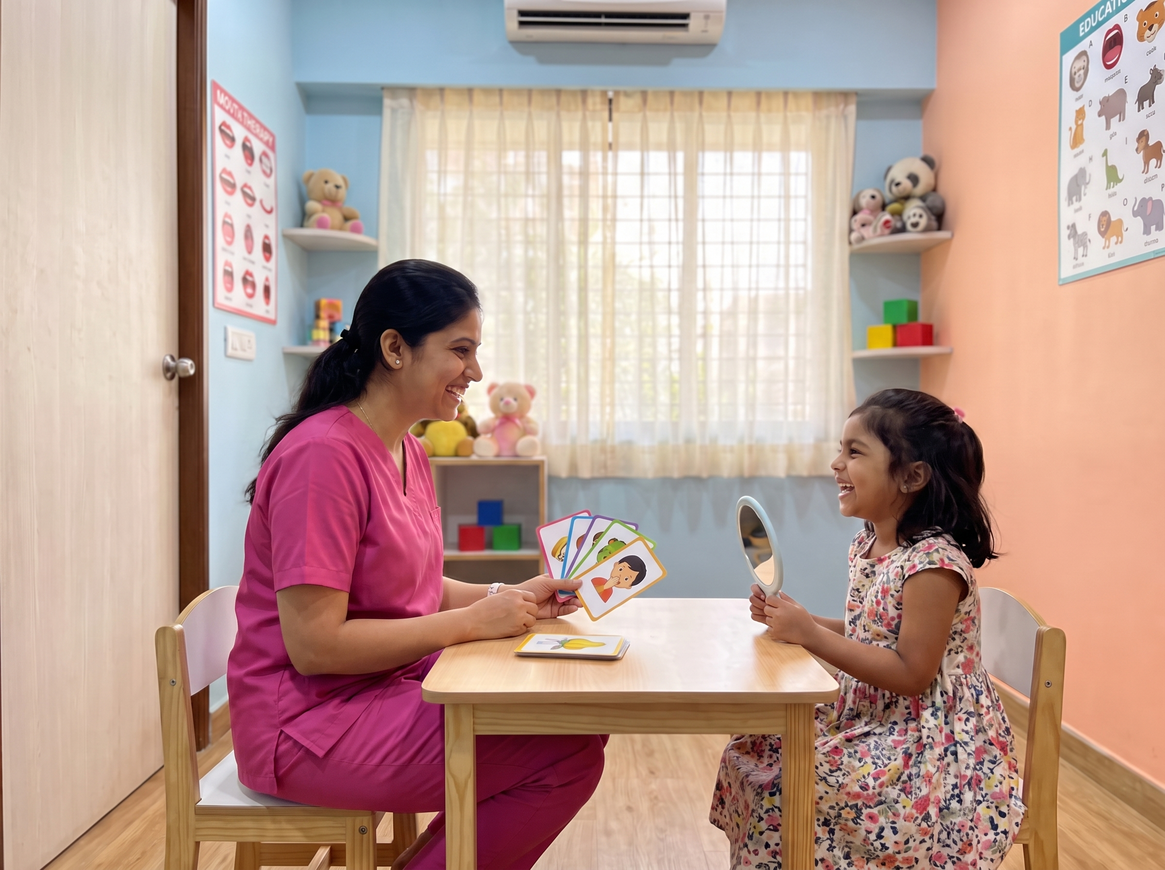 Speech therapist helping a child with articulation and language at Beyond Child Development Centre